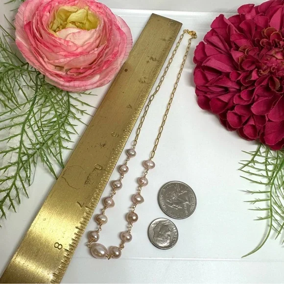 NEW⚜️Blush Freshwater Pearl Hand Linked Necklace - Picture 6 of 6